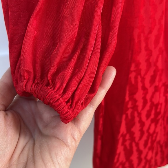 MAJE Smocked leopard jacquard dress red. Size 4 - Picture 4 of 8